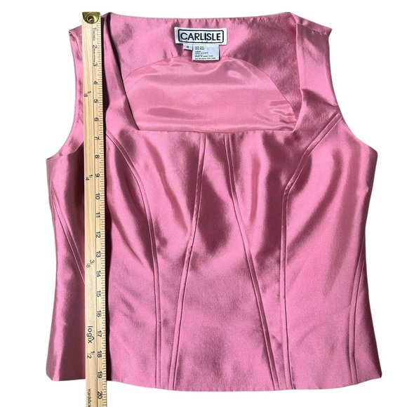 Vintage Carlisle Silk Bustier Corset Structured Tank Top in Pink Rose, Size 8 - Picture 5 of 6